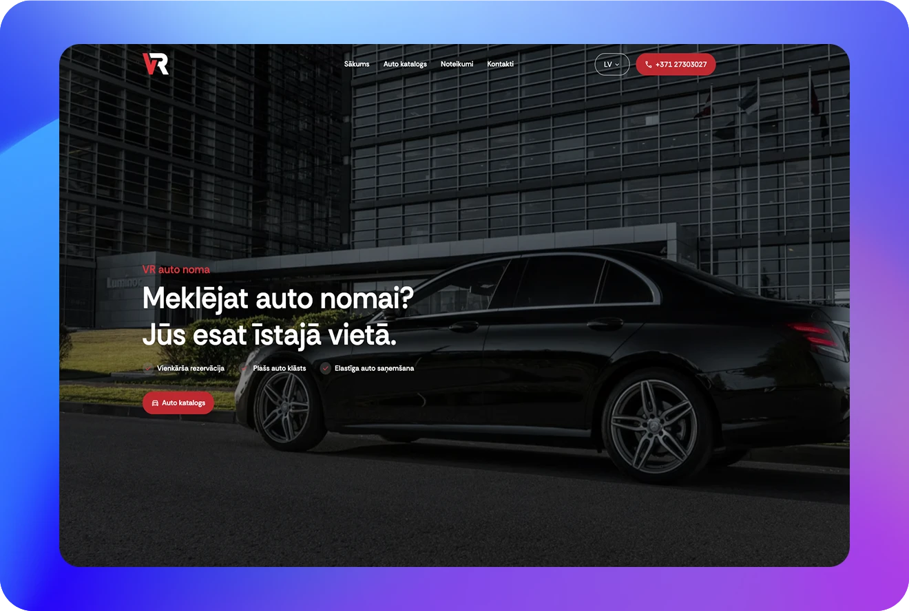 VRautonoma auto nomas vietnes dizains un izstrāde – WEBCITY portfolio