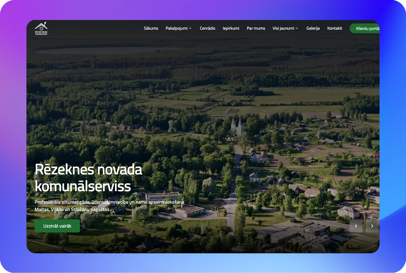 Rēzeknes novada komunālservisa mājaslapa un iepirkumu sistēma